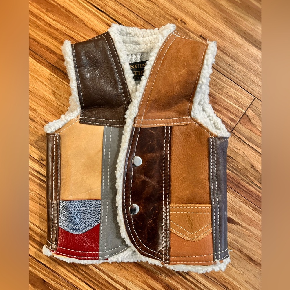 Vintage patchwork leather vest for badass babies
